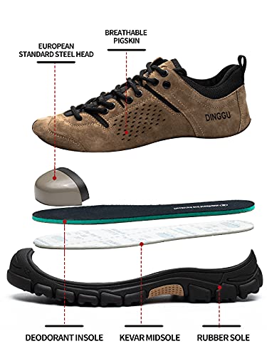 Steel Toe Shoes for Men, Safety Mens Work Shoes Comfortable Indestructible Construction Shoes Leather3