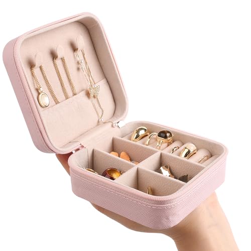 Image of Travel Jewelry Case Box Organizer, Small Jewelry Storage Box,Pink,1 Pcs