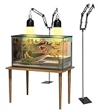 GlowUp 15.7-74.3 inch Dual Reptile Heat Lamp Stand Reptile Light Stand with Two Flexible Brackets, Adjustable Heat Lamp Stand for Terrarium, Snake, Gecko, Lizard, Chicks, Fish Tank