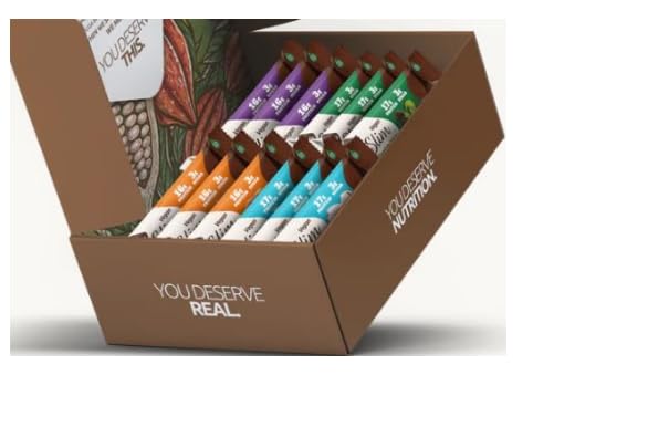 Variety Pack – Slim High Protein Bars, 12 Count (16–17g Protein, 3g Sugar, High Fiber, Low Net Carbs) – Gluten-Free, Dairy-Free, Kosher, Flavors Include Peanut Butter, Chocolate Mint, Brownie, Truffle Toasted Coconut & Espresso – “Made for NuGo Nutrition” in “The Kitchen Queen” Packaging