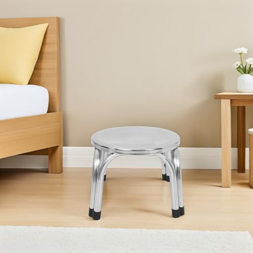 Taburete de acero inoxidable con diseño moderno elegante, reposapiés resistente 8