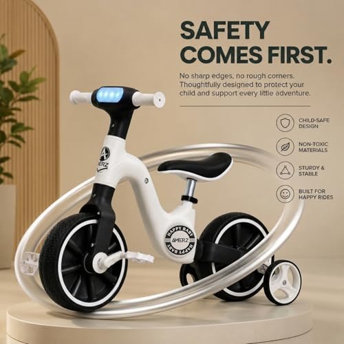 Image of Stardust 3-in-1 Kids Tricycle for 2-5 Years - Convertible Tricycle, Bicycle & Balance Bike for Boys & Girls - Kids Cycle with LED Light, Music & Foldable Training Wheels - Ride On Toy (Black)