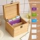 KIRIGEN Holzrezeptbox mit Karten und Unterteilungen Rezeptkartenbox Holzrezeptkartenschutz Rezepthalterbox mit ca. 100 Karten 12 Unterteilungen natürliche Farbe