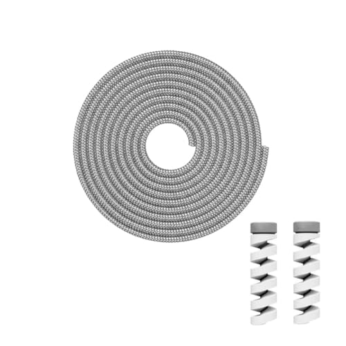 Image of skysia Spiral Cable Charger Protector Wire Protector - Data Cable Saver, Earphone Cable Cover, Cords Protective Wire Winder Sleeve Charger Cover (1 Silver Spiral 2 Pcs Protector)
