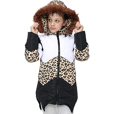 A2Z 4 Kids Girls Jacket Hooded Contrast Panel Puffer Coat Parka Jacket Faux Fur Detachable Hood Cover