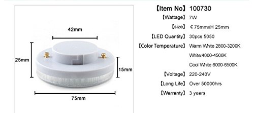 Best To Buy (6-Pack) Gx53 7W 30Smd5050 Led Chips ,5000K,White Ceiling Down Light Bulb Lamp Light Ac 110-130V Gx53 Led Puck Light #TOP3