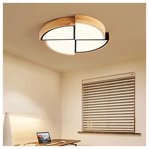 KMILE Taklampor LED Badrum Kök Sovrum LED Trä Lampa Tak Ljus Vardagsrum Dimbar Taklampa Modernt Taklampa Med Fjärrkontroll Massivt Trä Akryl Lampskärmsdesign Sovrum Restaurang Korridor Trä Lampa, 36W