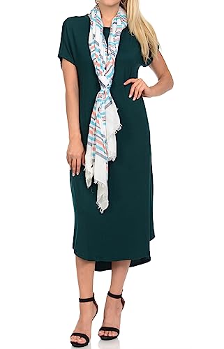 Image of iconic luxe Women's A Line Short Sleeve T Shirt Midi Dress Summer Casual