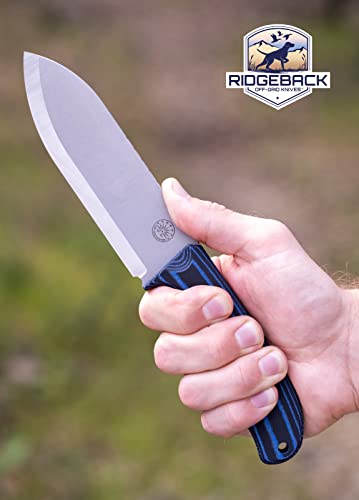 Off-Grid Knives - Ridgeback - Bushcraft Fixed Blade Knife W. Sandvik 14C28N Blade Steel, Scandi Grind, Micarta Scales, Kydex Sheath, Hunting, Camping, Fishing, Survival #TOP2