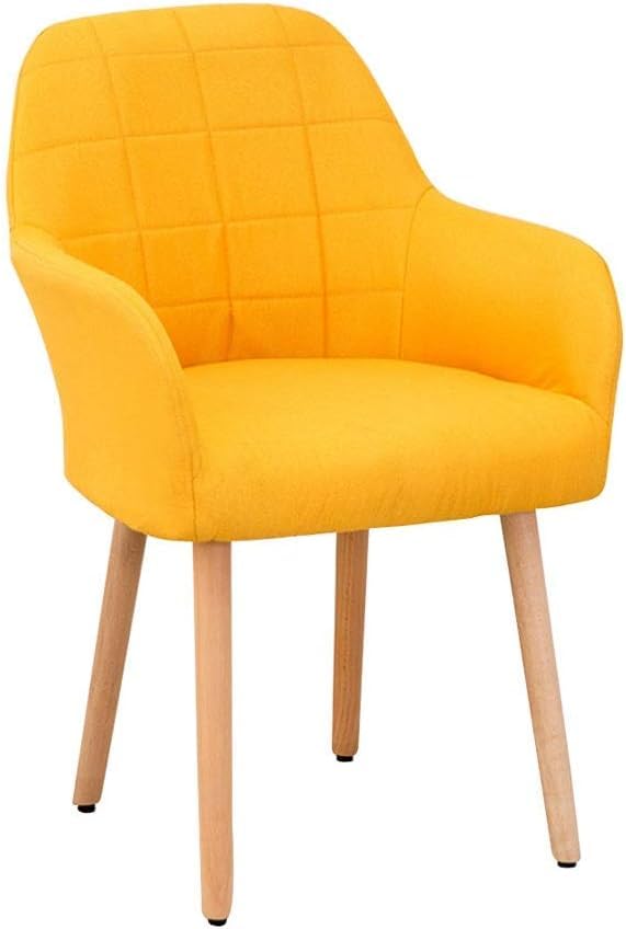 Chaise salle à manger confortable bois tissu jaune pour maison hôtel