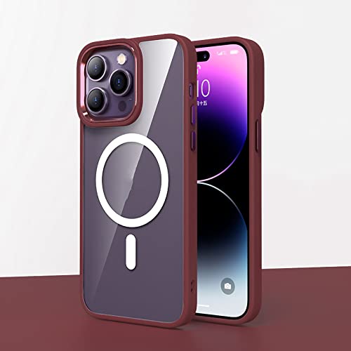 Étui iPhone 14 Plus transparent antichoc avec lentille métal rouge prune