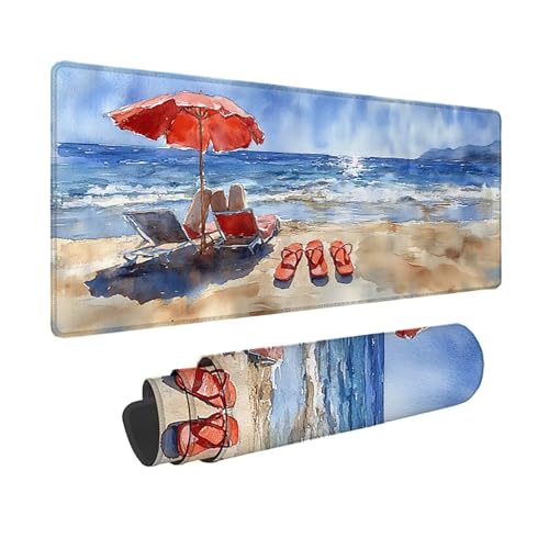 Tapis de souris motif plage 150x80 cm, une idée cadeau bureau idéale
