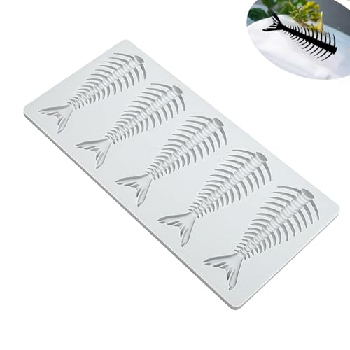 Wxinsheng Silikonowa forma do kremówki, do kremówki 3D koronkowa mata na ciasto, czekolada i cukier, dekoracja ciasta, forma do pieczenia zapobiegająca przywieraniu, 5 otworów kości ryb