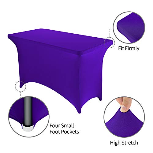 Image of Peomeise 4FT Spandex Table Cover Rectangular Stretch Spandex Tablecloth (Purple,4FT)