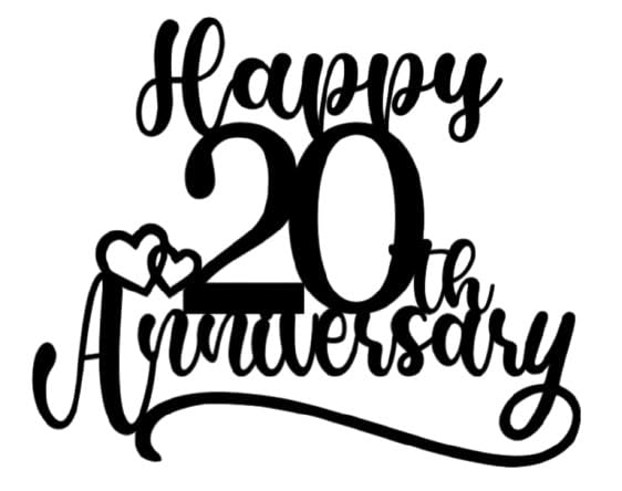 Happy 20th Anniversary Cake Topper - Wedding Anniversary Cake Decoration - Double Sided Glitter Cardstock - Elegant Party Toppers for Couples, Parents, Friends, Office Celebrations - BLUE