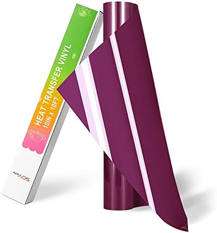 Sov HTV Vinyl - 10in x10ft PU Heat Transfer Film for All Cutter Machine, Iron on Vinyl roll Easy to Cut & Weed for T- Shirts and Other Heat Vinyl Design (Wine red)