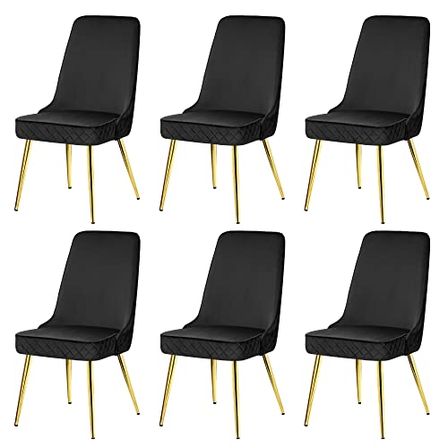 Comfy To Go Dining Chairs, Velvet Dining Chairs Set Of 6, Mid Century Modern Dining Room Chairs With High Back And Gold Legs(Black) Chairs Only #TOP2