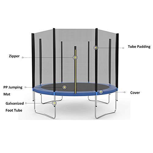 UNIROI 12FT Trampoline for Adults with Basketball Hoop Safety Enclosure Net, Spring Cover Padding Outdoor Backyards Trampolines w/ All Accessories for Kids Children, Black Blue