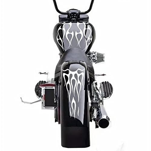 Image of Motorcycle Gas Tank Flame Decals,Universal Motorcycle Flame Sticker PET Waterproof Sport Stripes Decals Stickers Fuel Tank Fender Decal Set Decoration Accessories,Black