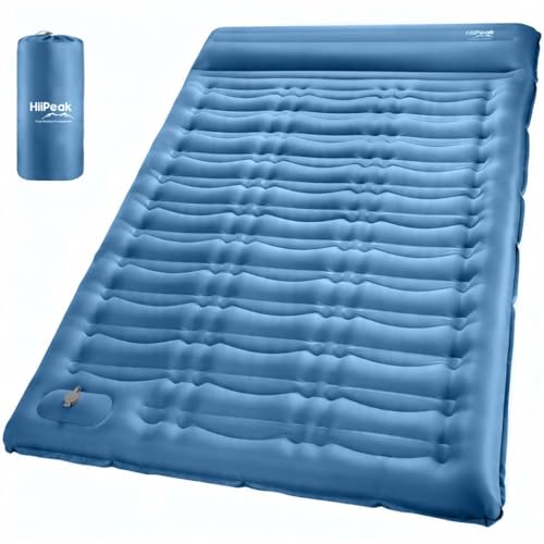 HiiPeak Ultraleichte Isomatte aufblasbar 200×140 cm Doppel-Luftmatratze Camping für 2 Personen mit integrierter Fußpumpe & Kissen 12cm Camping Matratze - Luftmatratze doppelt