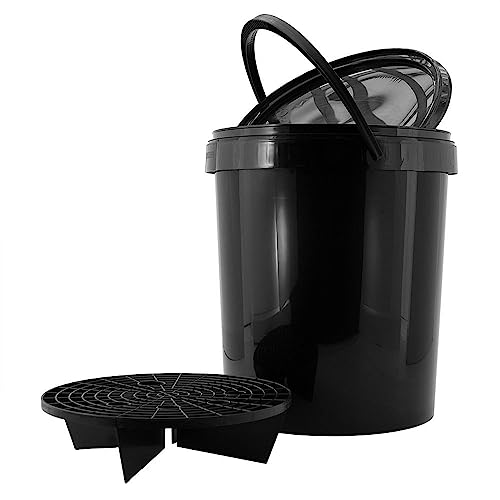 AUTO-STYLE Seau Lavage de Voiture 15L Noir + Couvercle + Grit/Grille