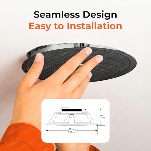 Image of DULCET DC-CS8X-PS Black 8 inch 20W Full Range 8 Ohms Passive Ceiling Speaker that Connects to Active Bluetooth Ceiling Speaker (Active Bluetooth Speaker to be Purchased Separately)