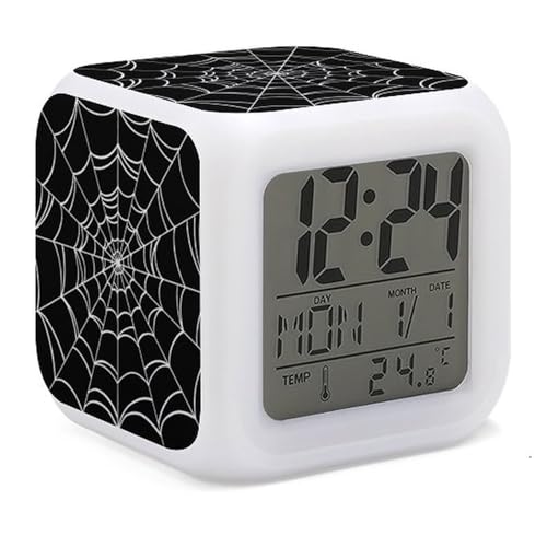 XUWU Spider Web Alarm Clock for Kids Boy Girl 7 LED Color