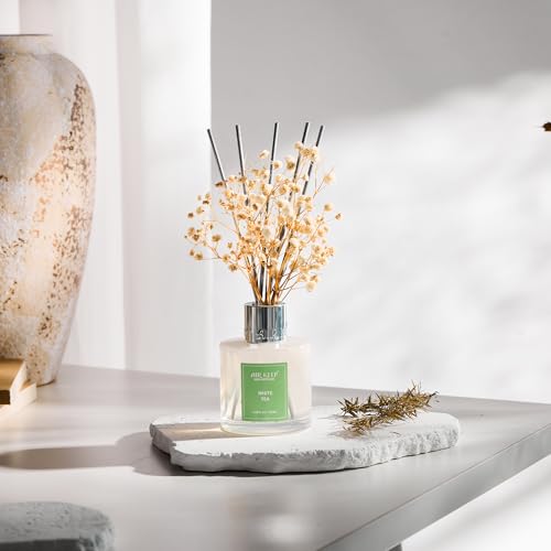 Image of Airkeep Reed Diffuser Set,3.38 fl oz (100 ml) - White Tea Oil Diffusers with 8 Reed Sticks, Home Fragrance Reed Diffuser for Bathroom Shelf Decor