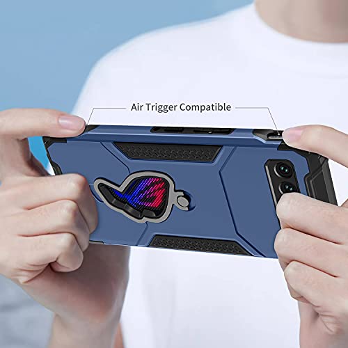 Image of MME Case for ASUS ROG Phone 5 /5s Casing Air Trigger Compatible Military Grade Drop Protection with Built in Kickstand, Camera Protectors and Dust Plugs with 9D Tempered Glass (Blue)