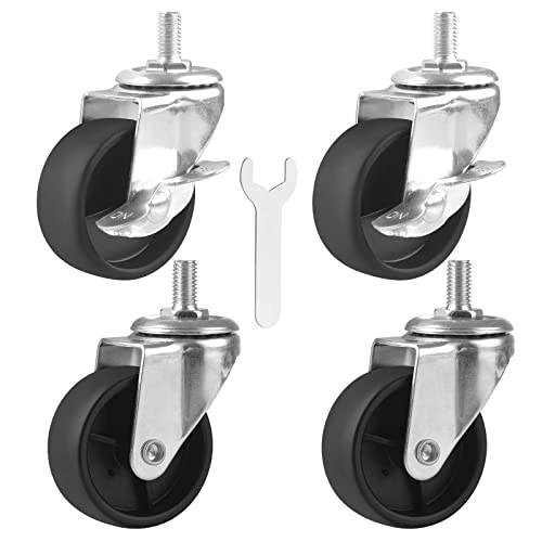 Crlgo 2"PPM8 4Pcs Casters M8X15Mm, 2 With Brakes | 2 Inches Heavy Duty Nylon Rubber Swivel Caster Wheel cover