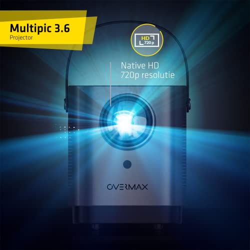 OVERMAX Multipic 3.6 Beamer, draagbare beamer tot 150’’, home cinema HD 720p, 3500 lumen, WiFi, touch control panel, beedverhouding: 16:9, 4:3, 2x stereo speakers, HDMI, USB, AV, AUDIO OUT, IR - Image 3