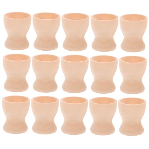 CIMAXIC 15pcs Easter Eggs Cup Holder Easter DIY Craft Decor Easter Egg Cup DIY Easter Egg Bases Chic Eggs Stand DIY Supply Cup Shaped Egg Stand Egg Base Holder Easter Party Supplies Wood