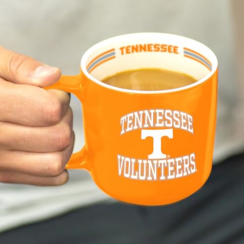 Image of Logo Brands NCAA Tennessee Volunteers 15oz Stripe Mug - Team Logo, Inside Print, Standard Handle, Microwave & Dishwasher Safe