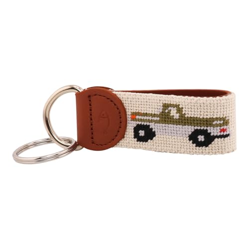 Image of Leather Hand-Stitched Needlepoint Key Fob or Key Chain
