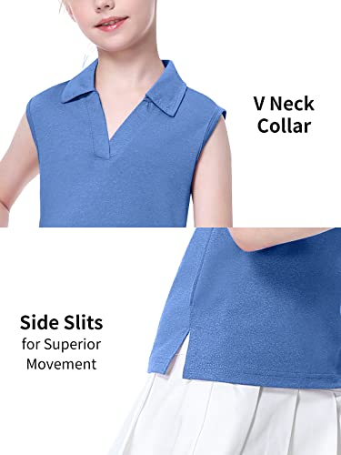 Image of EXARUS Girls Golf Polo Tennis Shirts Sleeveless Kids V-Neck Tank Tops