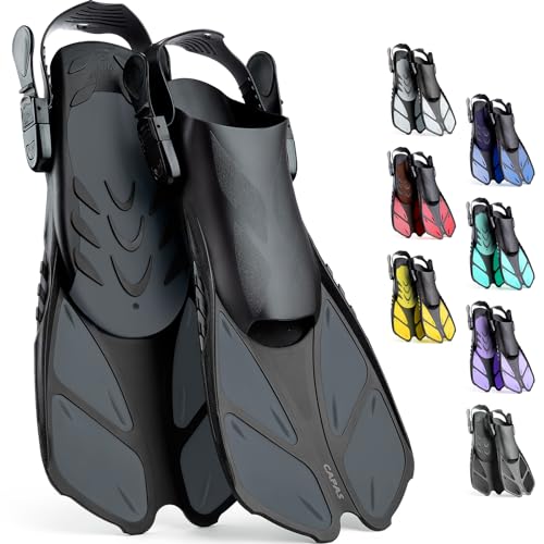 CAPAS Snorkel Fins, Swim Fins Travel Size Short Adjustable for Snorkeling Diving Adult Men Women...