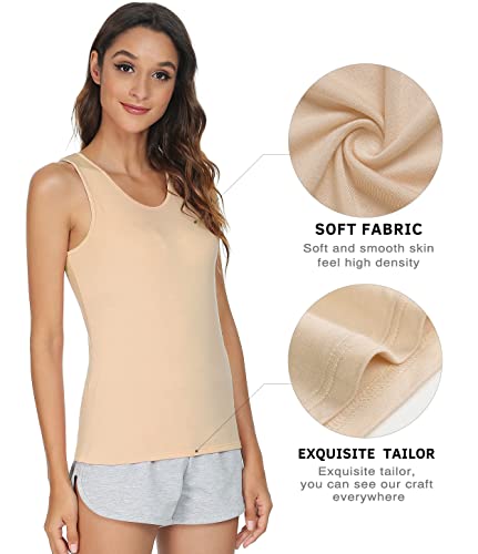 Vislivin Womens Supersoft Camisole Stretch Casual Tank Tops Black/Gray/White/Beige S