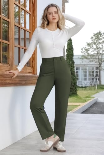 Image of Bamans Dress Pants Women Work Business Office Straight Leg Slacks