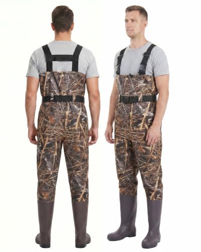 Image of FISHINGSIR Waders for Men Waterproof Women Fishing Chest Wader with Boots | 2-Ply Nylon /PVC, for hunting & fishing, with boot hanger