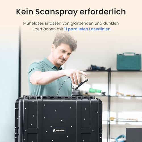 Revopoint INSPIRE 2 3D-Scanner für 3D-Druck, bis zu 0,03 mm Präzision, Mehrstrahl-Laser & Strukturiertes Licht, Scannen im Freien & Kabelloses Scannen, Vollfarbscans, Optischer Zoom, 190g, Standard