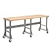 Global Industrial Mobile Fixed Height Workbench, Maple Block Square Edge, 96"W x 36"D, Gray