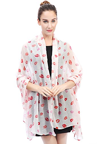 Lina & Lily Lips Print Women's Scarf Shawl Wrap Lightweight3