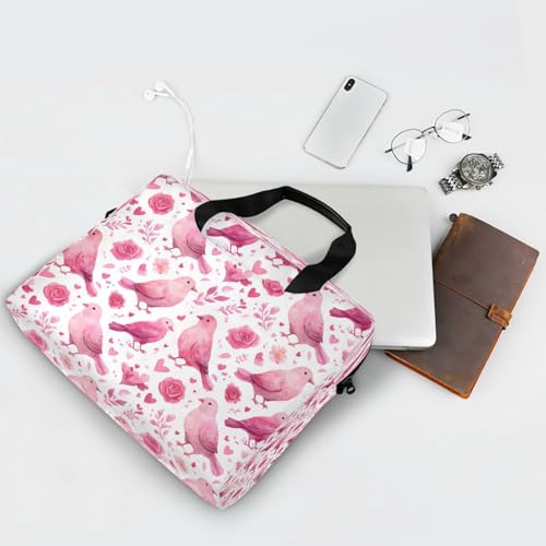 Bolso para portátil rosa con diseño de pájaros en estilo empresarial miniatura 7