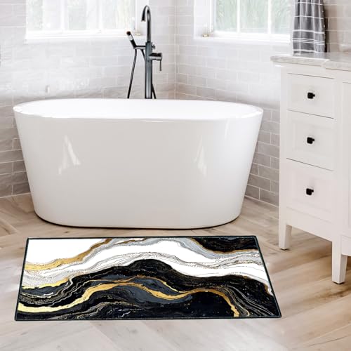 Tapis antidérapant lavable pour entrée et salon design marbre chic