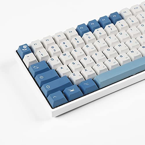 Image of YMDK 143 Sea Fog Love Letter Cherry Profile Dye Sub Thick PBT 5 Sides Mac Keycaps Set for ANSI 104 87 61 96 75 GMMK NCR80 Mx Keyboard
