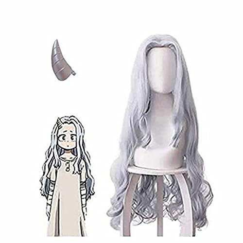 ydound 2022 Parrucca Cosnoble Eri Cosplay con Clip Horn Anime My Hero Academia Costume Capelli Pin Eri Grey Headdress