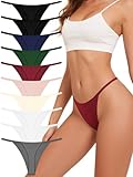 SDEOER Seamless G-String Thongs for Women – No Show, Breathable Stretch Underwear Low Rise Panties 10 Pack (US, Alpha, Medium, Regular, Regular, A-10 Pack 8 Colors)