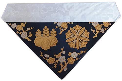 打ち敷き (内敷き) 曹洞宗 家紋 高級金らん布 (紺色, 三角 幅20cm (30代))