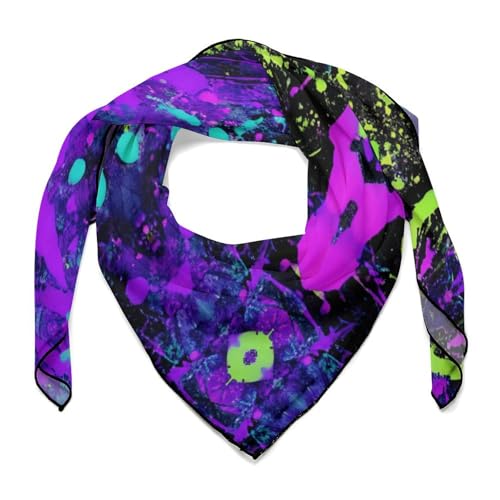 Glow in Dark Splatter Neon Silk Scarf Square Scarves 27