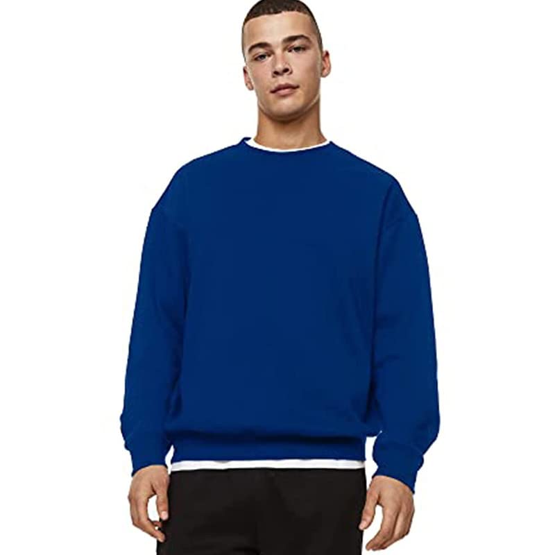 koverify Men's Cotton Blend Crew Neck Sweatshirt (Plain Sweatshirt-New Men_Royal Blue_XL)-picture-21